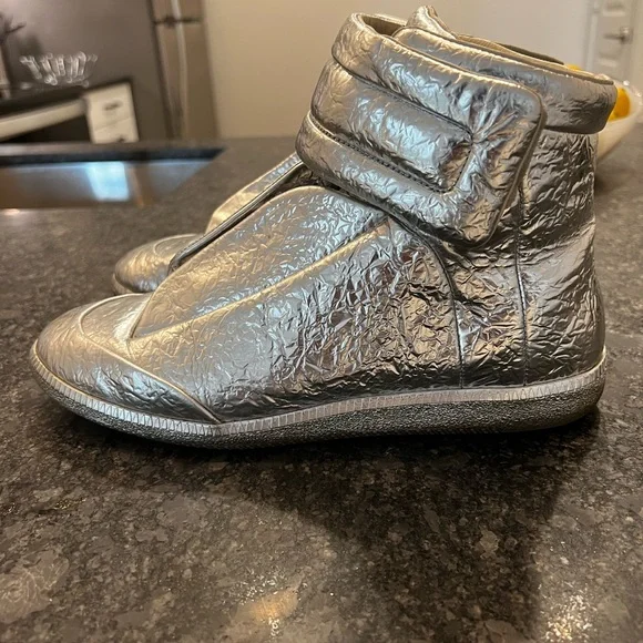 Maison Margiela Silver Foil High Top Sneakers - Picture 3 of 5